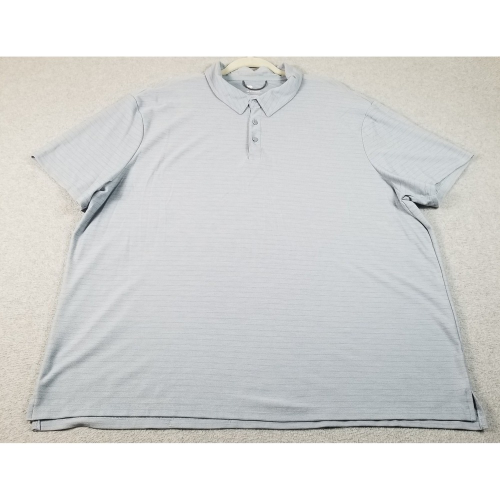 All in Motion Polo Shirt Mens XXL 2XL Blue Striped Golf Activewear Short Sleeve